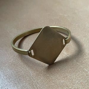 Vintage diamond hinge brass cuff bracelet bangle layer boho gold ID signet